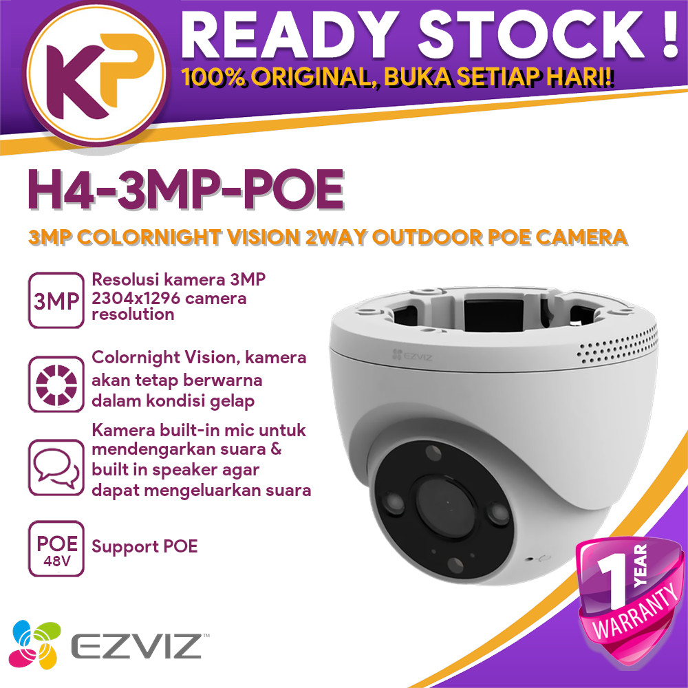 EZVIZ H4-3MP-POE 3MP COLORNIGHT VISION 2WAY OUTDOOR POE CAMERA