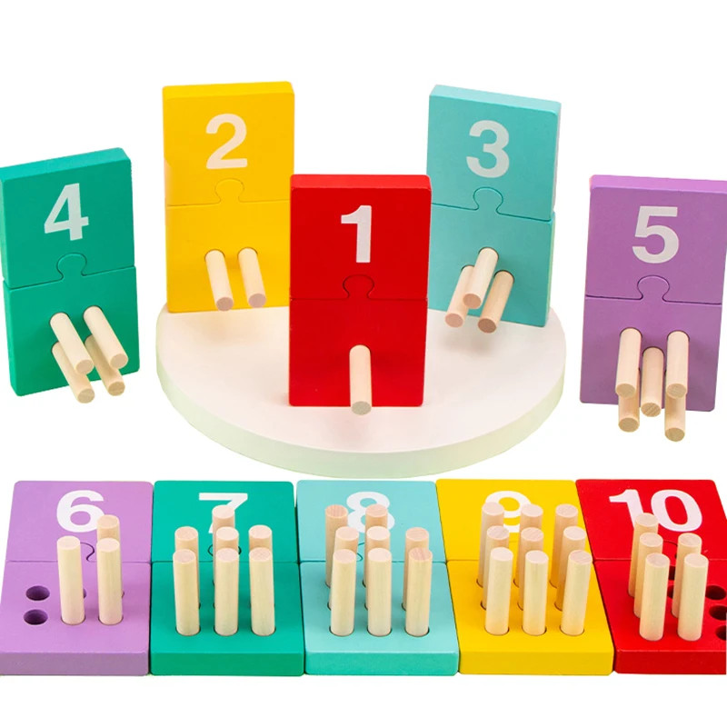 Montessori Counting Peg Board Math Toy Children Counting Stick Number Matching Colour Cognition Sens