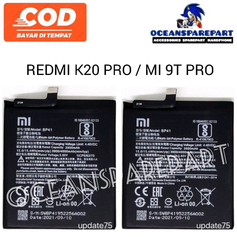 Baterai Xiaomi Redmi K20 K20 Pro Mi 9T Mi 9T Pro Mi9T Pro BP40 BP41 Original