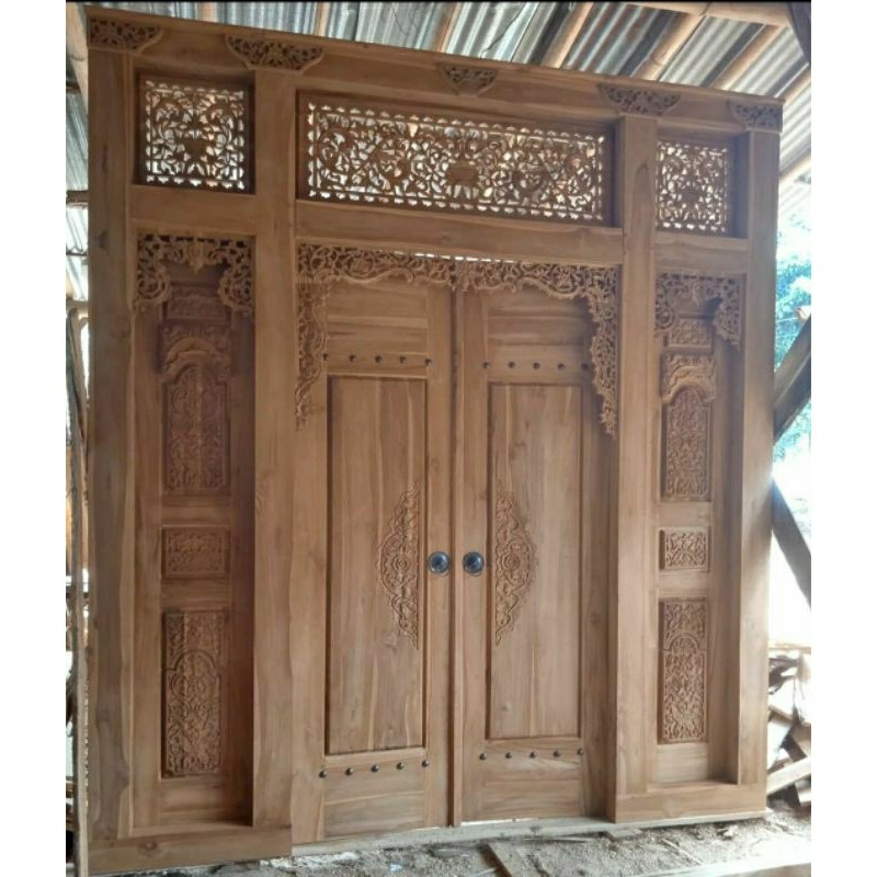 Pintu Ukir Gebyok Minimalis Kayu Jati Ukir Jepara | L250XT250 CM
