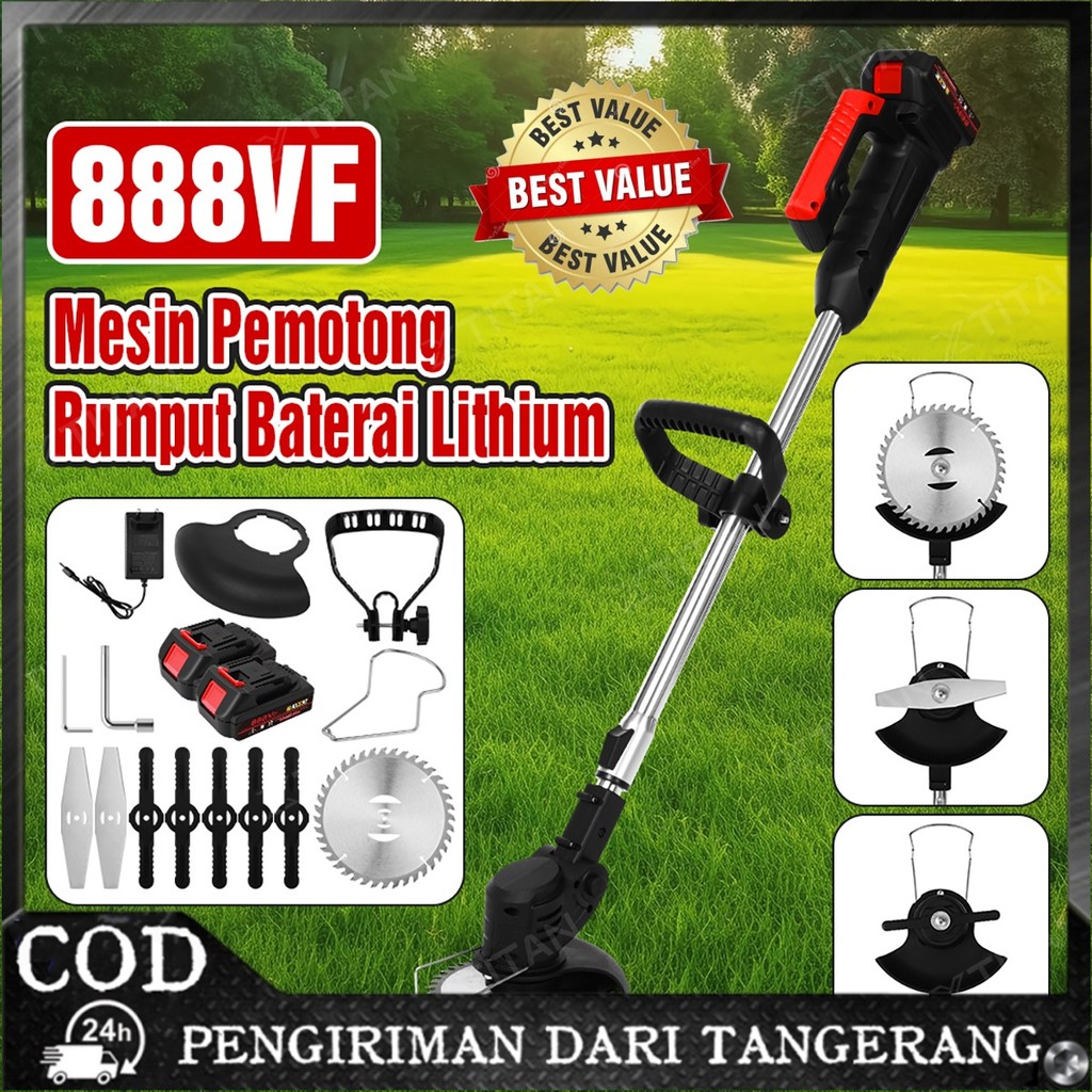 

XTITAN 888V Mesin Potong Rumput Baterai Mesin Pemotong Rumput Listrik Pemangkas Rumput