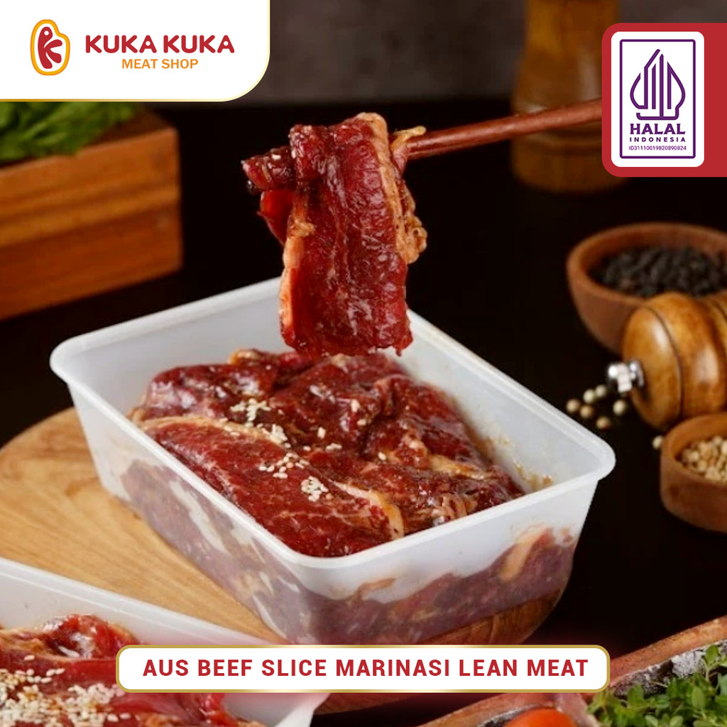 

AUS Beef Slice Marinated Lean Meat / Rendah Lemak / Daging Sapi Slice Berbumbu Rendah Lemak HALAL - 500gr