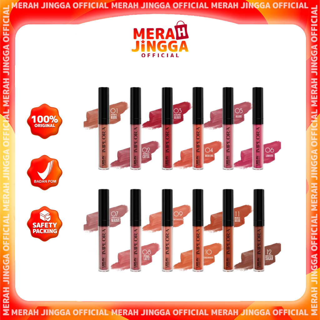 IMPLORA URBAN MATTE LIP CREAM  | Merah Jingga Official