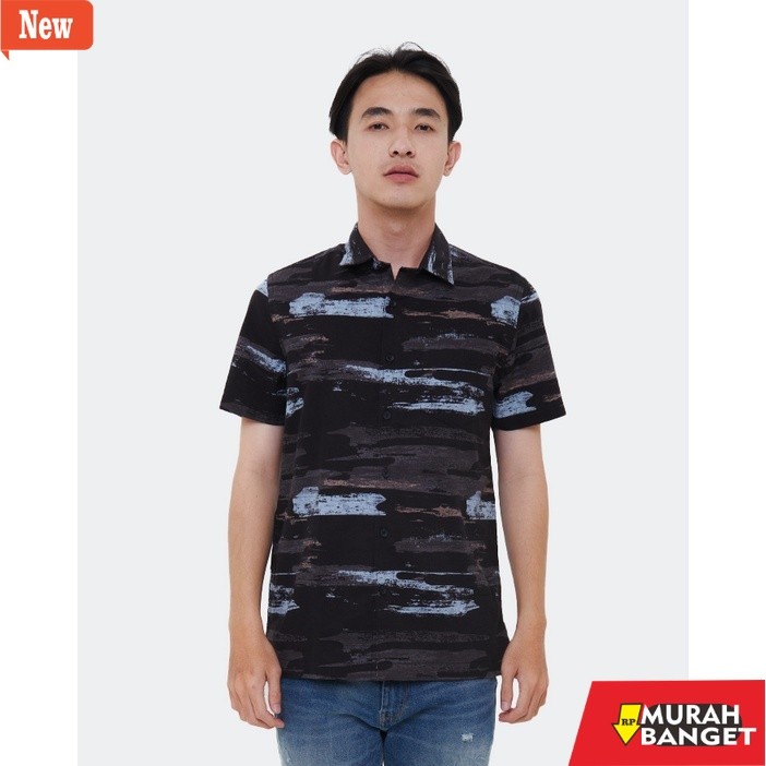 kemeja kotak kotak cowok MANZONE kemeja lengan pendek PEAK