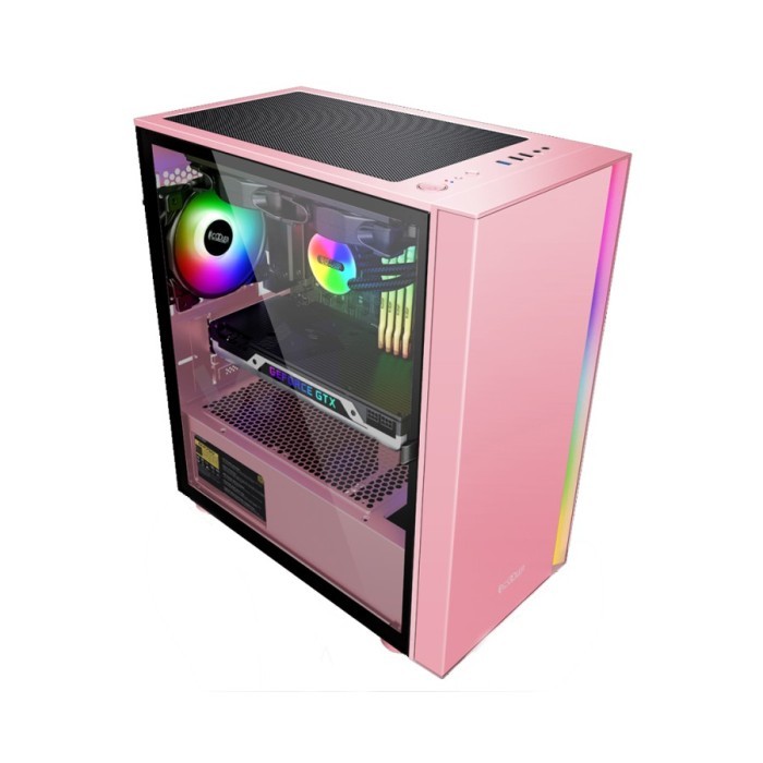 CASING PCCOOLER / PC COOLER PLATINUM LM300 - mATX Gaming Case - PINK