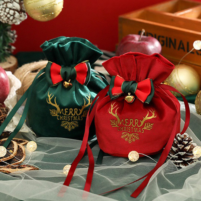 

(1pcs) 15*17cm Christmas Apple Bag Christmas Handbag Party Supplies Holiday Set Gift New Year Decoration Packaging Apple Cute