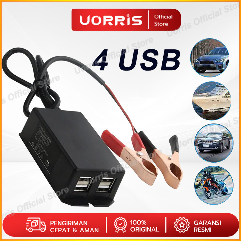 4 USB Charger Aki di Motor - Sambungan Charger HP ke Aki Motor - Casan HP di Motor - Charger Motor