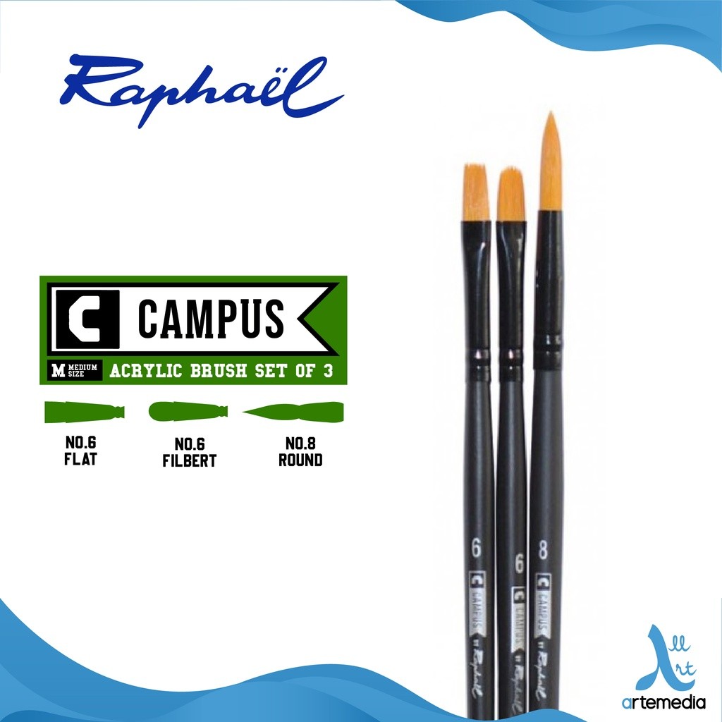 

Gramedia Surabaya - Raphael Campus Acrylic Brush Set 3 Synthetic Long Handle
