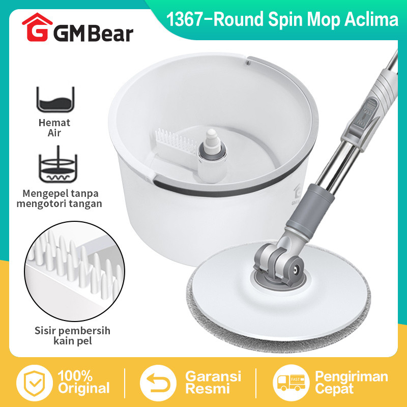 KN64FC GM Bear Alat Pel Lantai Putar Otomatis Tanpa Peras 1367 - Spin Mop Pel Pelan Lantai