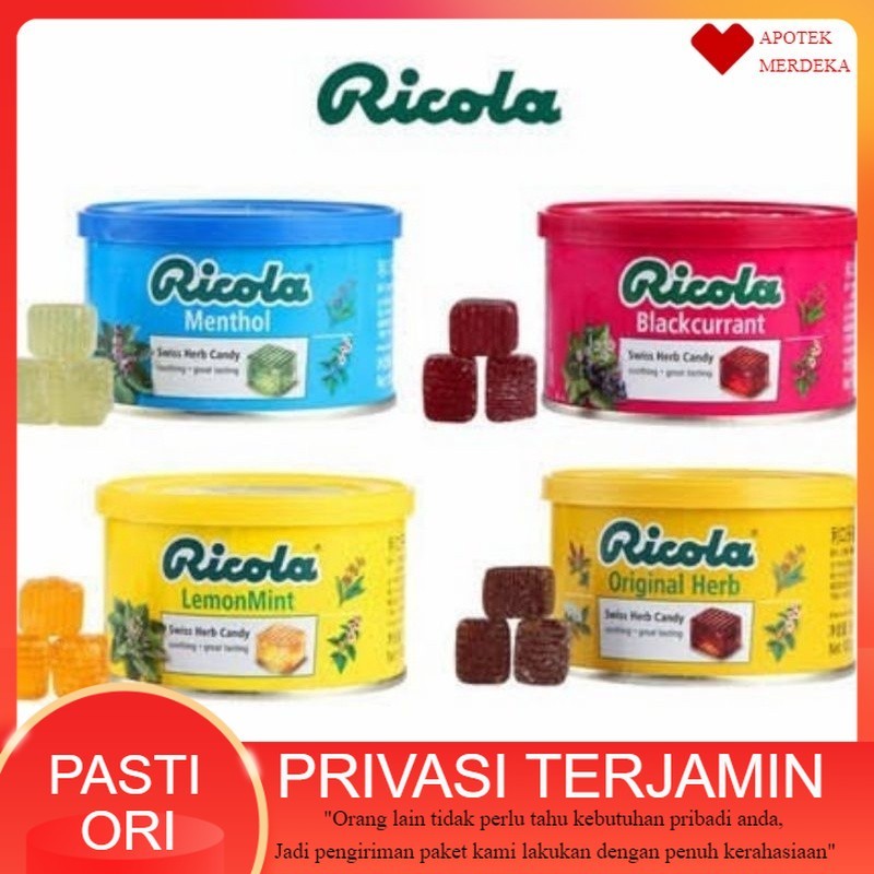 

Ricola 100g / Original Mint Menthol Lemon Blackcurrant Swiss Herb Candy 100 Gram Permen Herbal Ricolla Rasa LemonMint Mentol Blackcurant 100 gr Drum Kaleng Rikola Permen Pelega Tenggorokan 100g All Varian Halal RIkola