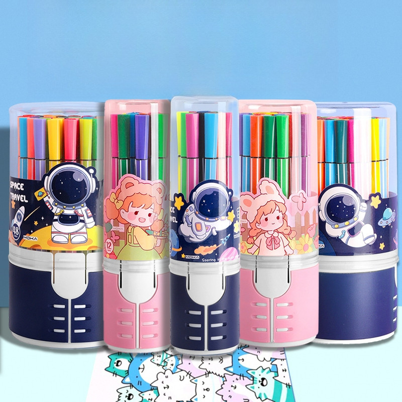 

Spidol Warna Warni 1 Set Hexagonal Watercolor Marker Pen 12/24 Warna BB56