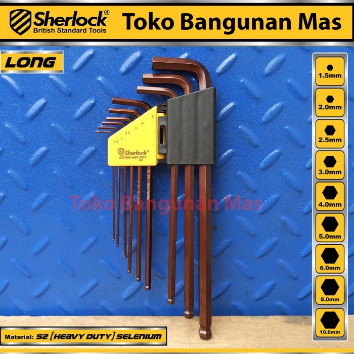 Kunci L Set 9 Pcs mm (Panjang) SHERLOCK HEX KEY / Kunci L Set SHERLOCK