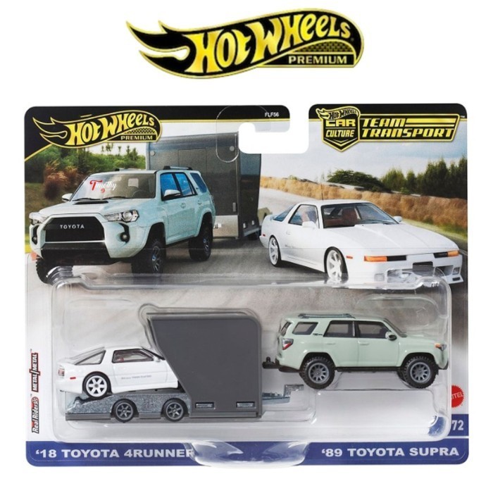 Hot Wheels Team Transport 18 Toyota 4Runner HIjau 89 Toyota Supra Putih