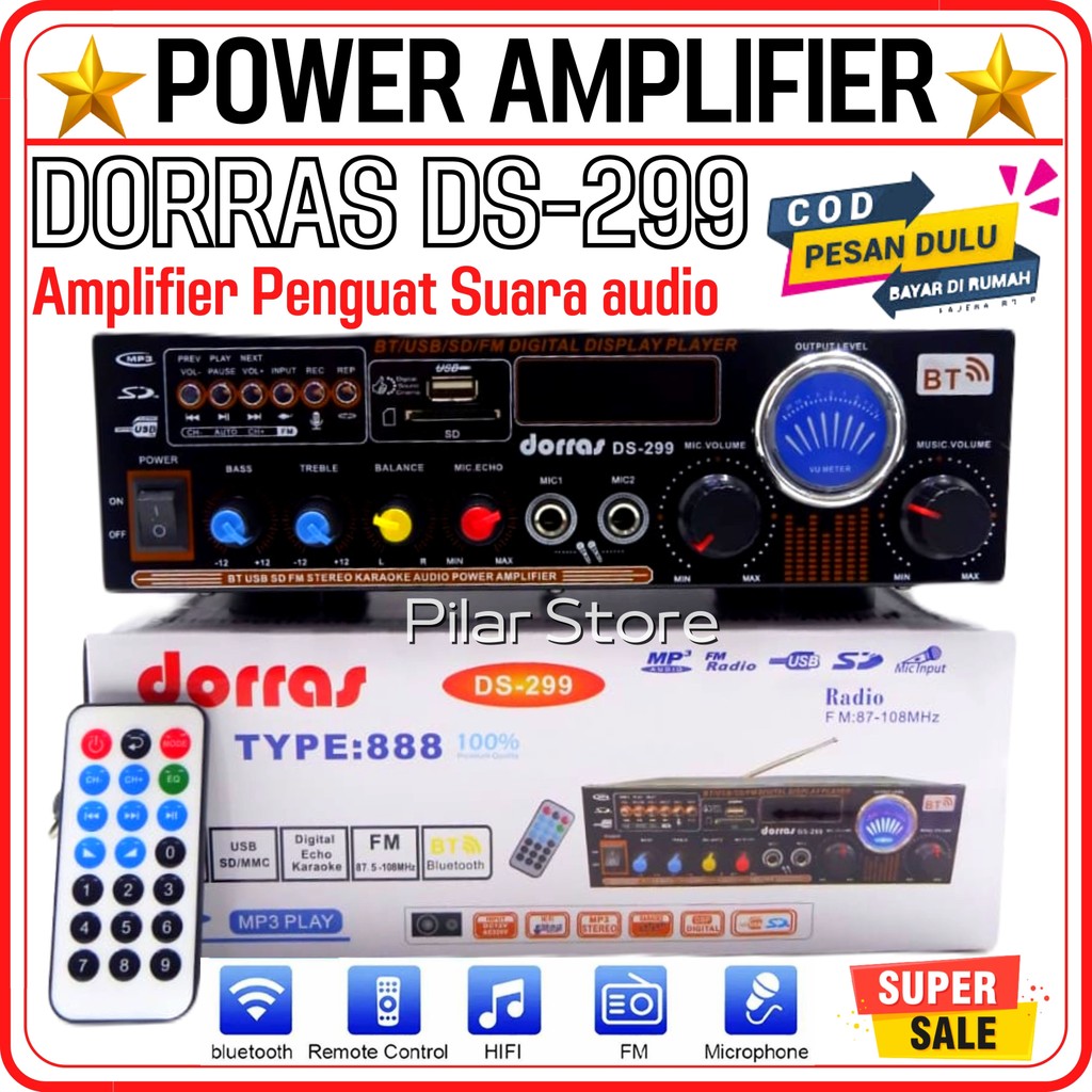 SERBA COD POWER AMPLIFIER WIRELESS BLUETOOH DORRAS DS 299 - POWER AMPLIFIER BLUETOOTH DORRAS DS-299 
