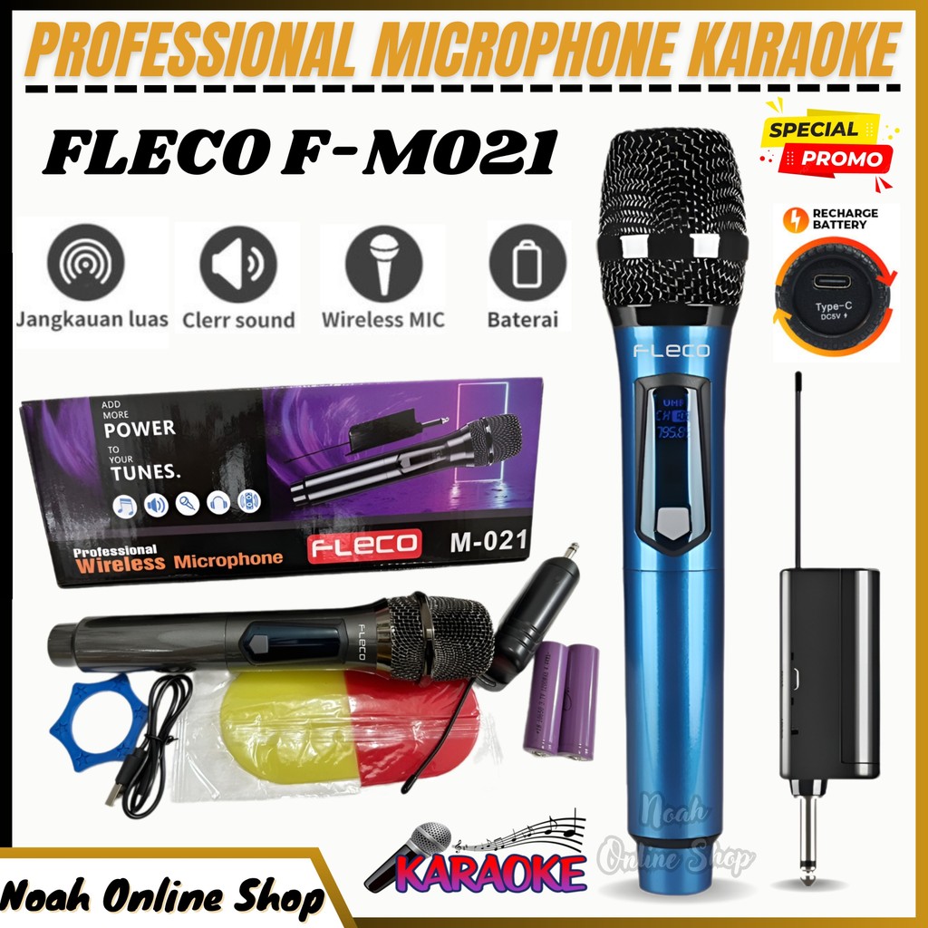 SERBA COD Microphone Professional Mic Wireless tanpa Kabel FLECO Original Mic FLECO F-M021 / Microph