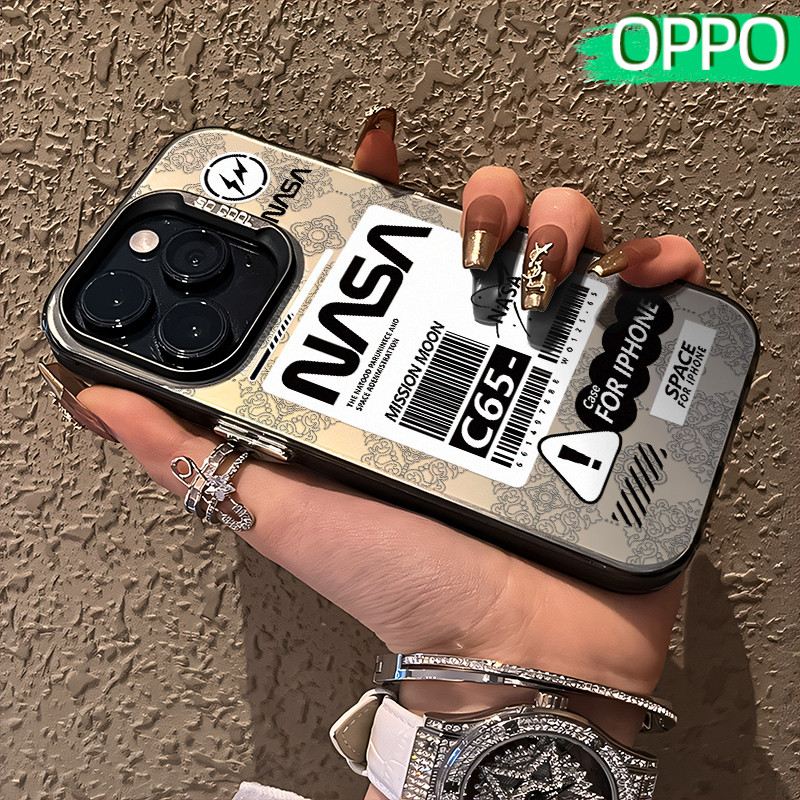 Keren NASA Glossy Hologram PC Case OPPO A18 A57 A16 A15 A17 A60 A3x A3s A5s A54 A53 A12 A31 A58 A1K 