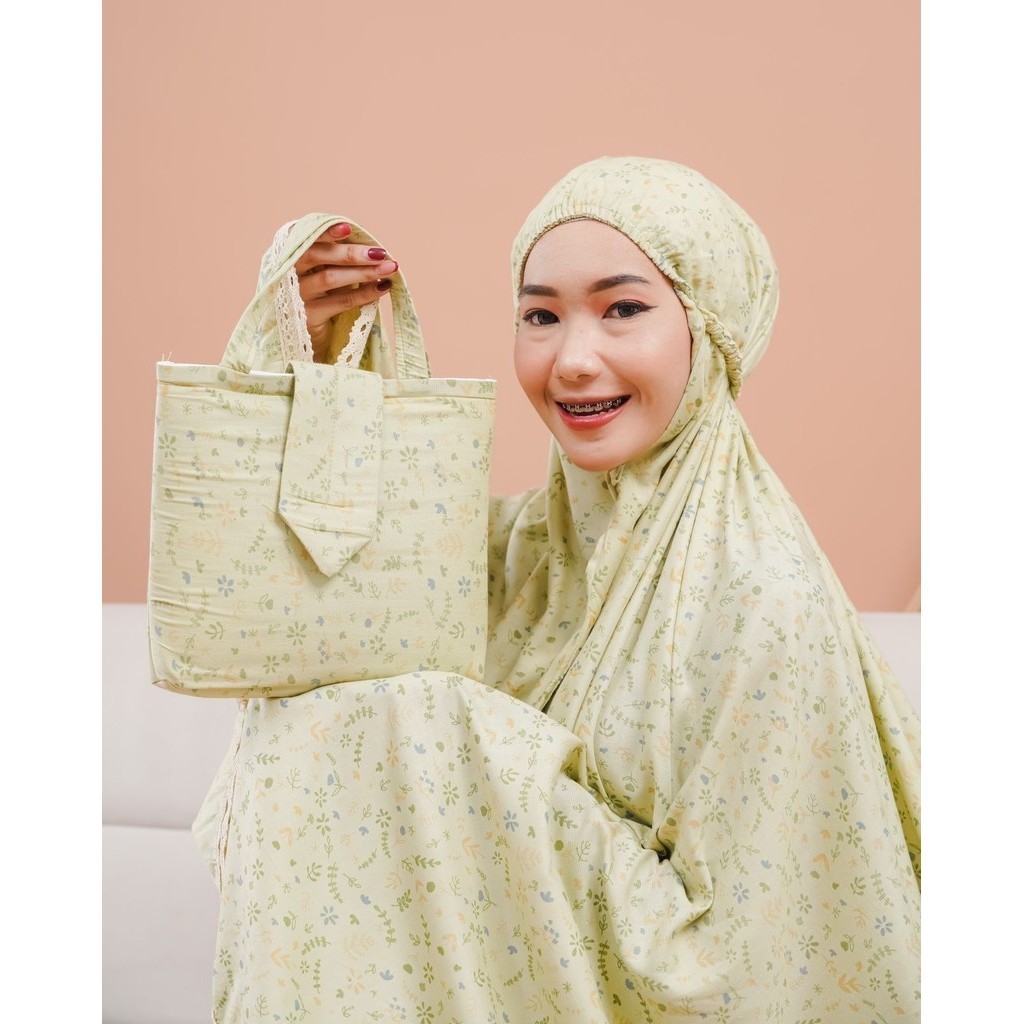 Mukena Rayon Bali Jumbo Dewasa Nabila Kombinasi Renda Nyaman Mewah Kain Motif Cantik Muslim Fit PROM