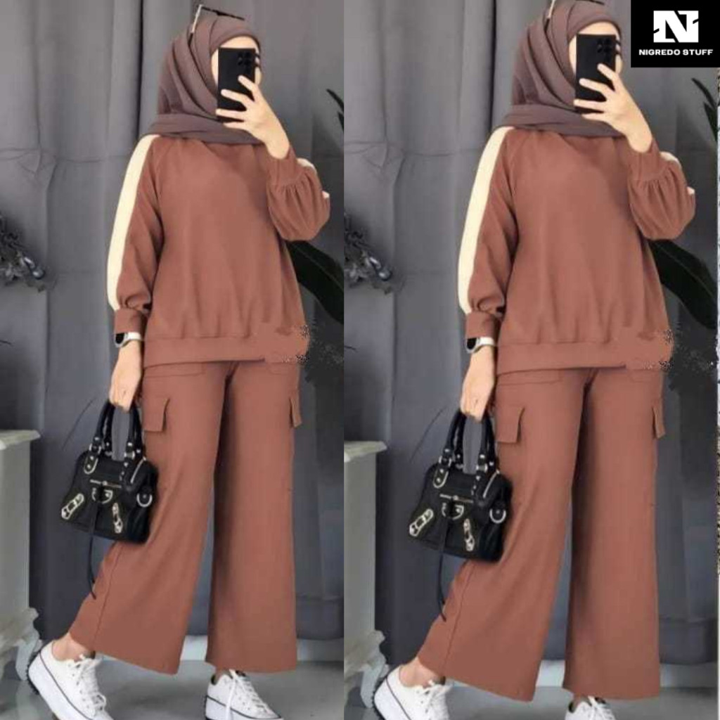 Setelan Cargo Ziza | Setelan Cargo Wanita Remaja Dewasa | Set Atasan Celana Cargo
