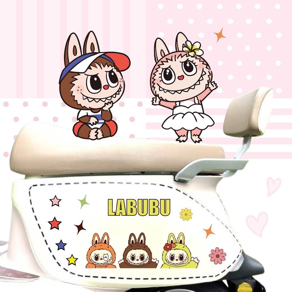 Stiker Hias Helm LABUBU/Stiker Anti Air Goresan/Stiker Karakter Lucu Kreatif