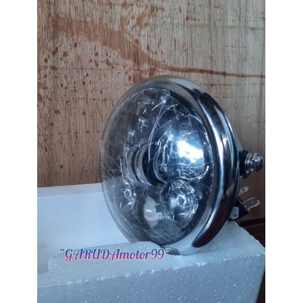 LAMPU DEPAN DAYMAKER 5.7 INC IMPOR SET BATOK PESEK CROM CUSTOM CN GL MP TIGER THUNDER SCORPIO