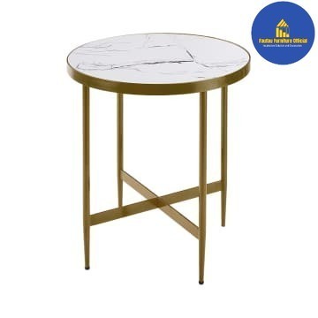 BEST QUALITY Meja Kecil Bulat/Meja Coffee Kecil Multifungsi Tinggi 55cm_Emas