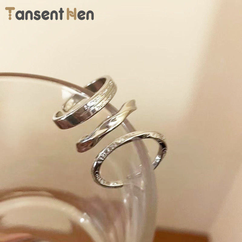 COD Murah 3pcs Set Cincin Perdana Perak Cincin Terbuka Wanita Cincin Korea Dapat Dingin Grosir