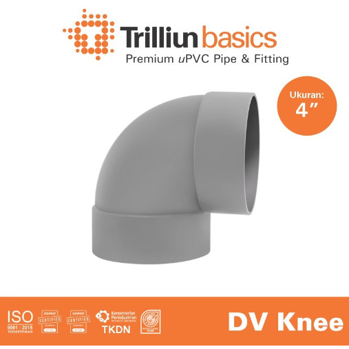 KNEE KENI ELBOW PIPA 4" INCH EL L FITING PIPA PVC TRILLIUN DV
