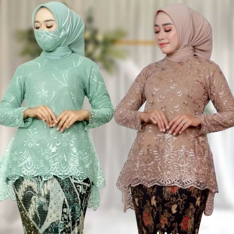 Kebaya Kondangan modern Atasan Kebaya Brukat Set Kebaya Jumbo 3XL Ld 120 Baju Kondangan Rinjani Till