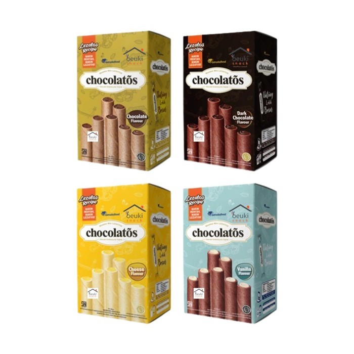 

{ PerBox isi 24 } Chocolatos Wafer Stick Roll 500an dan 1000an dengan isian Coklat