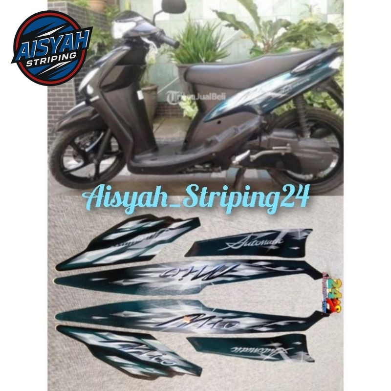 Striping stiker sticker LES LIS BODY MOTOR YAMAHA MIO SPORTY AUTOMATIC 2009 HITAM FULL
