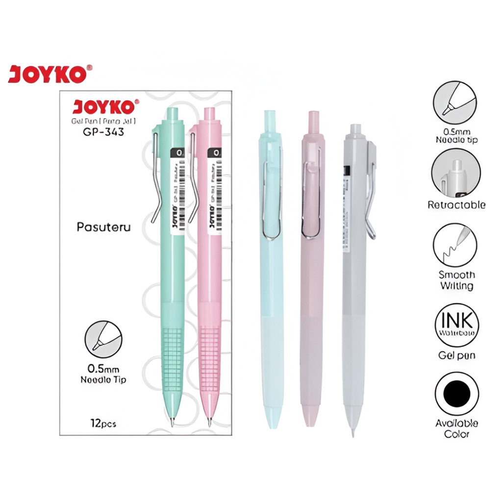 

Gel Pen Pulpen Pena Joyko GP-343 Pasuteru Gel 0.5 mm ( 1 PACK / 12 PCS ) - Bolpen Pulpen Gel Hitam 0.5 mm