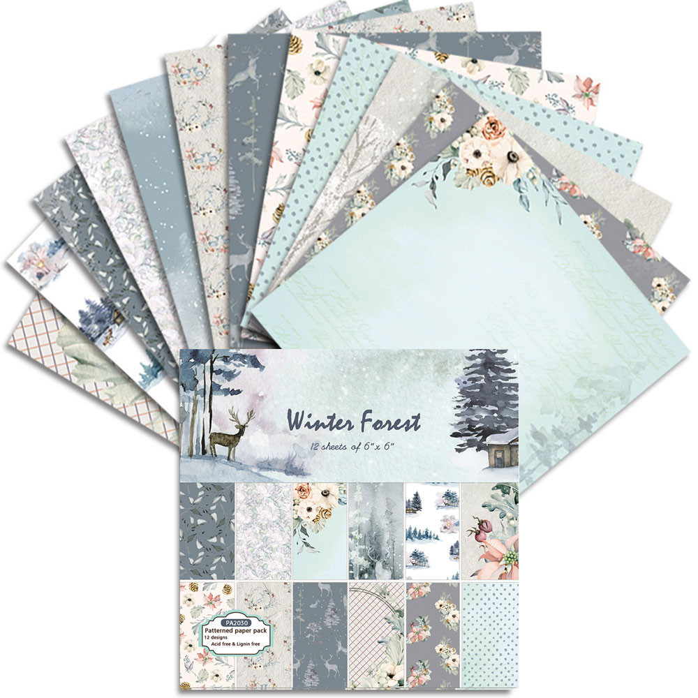 

6-Inch Single Sided Pattern Paper 12 Sheets Winter Background Paper Decorative Paper
