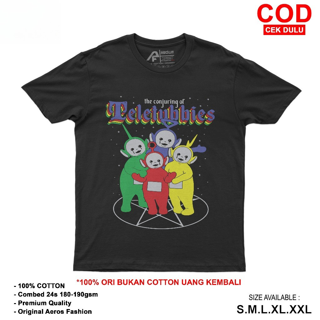 Kaos Teletubbies Conjuring Tshirt Distro Aeros Cotton Combed 24s Unisex