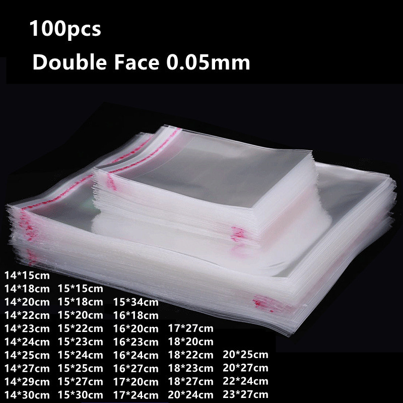 

100pcs Transparent Plastic Bags For Gift Packaging Pouch Candy Cellophane T-Shirt Clothing Waterproof Storage Self Adhesive Bag
