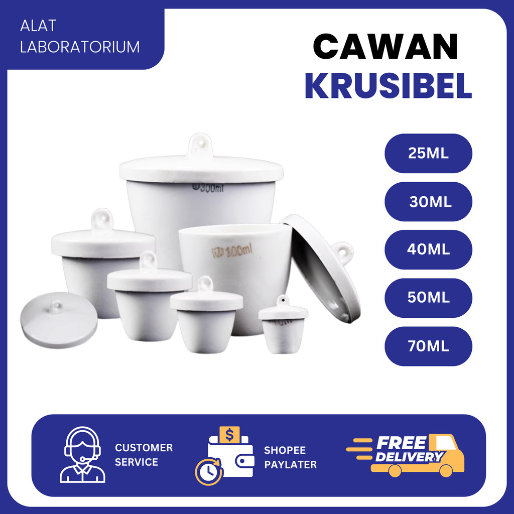 Cawan Crucible Porcelin Crucible / Alat Laboratorium Lab Kimia Cawan Krusibel Porcelen 30ml