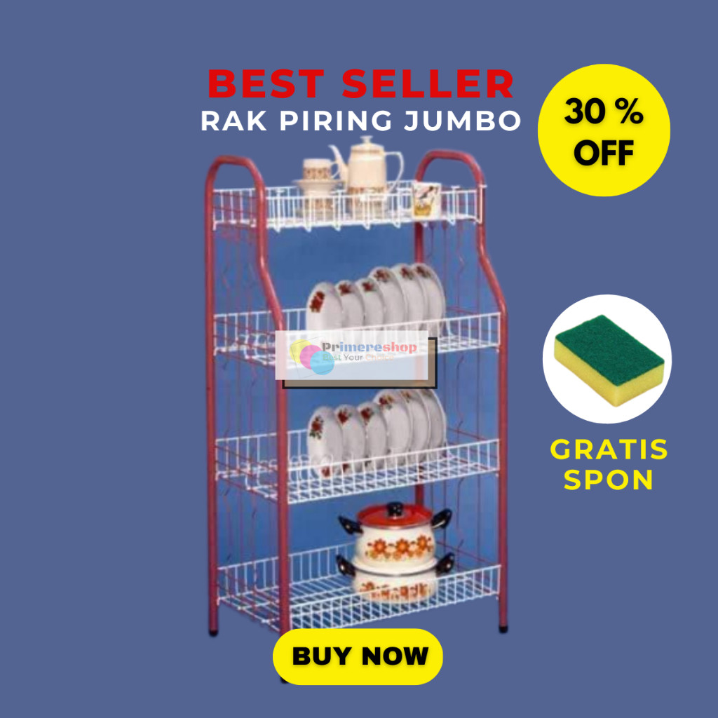 Rak Piring Wastafel Stainless 4 Susun Jumbo / Rak Cuci Piring Gelas Besar