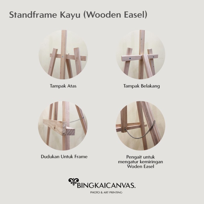 promo  -Standing Frame Kayu Tempat Pura Easel Kanvas - Besar