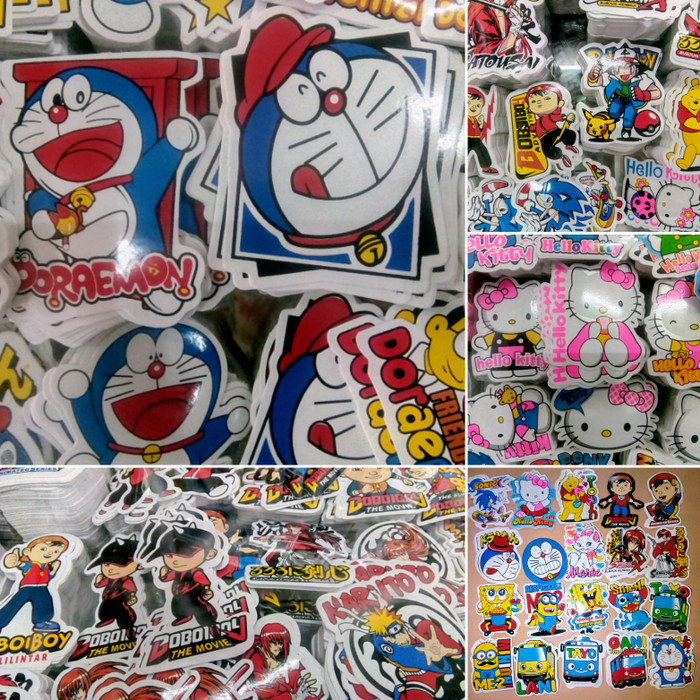 sticker isi 850 pcs motif kartun animasi anak stiker motor helm kaca