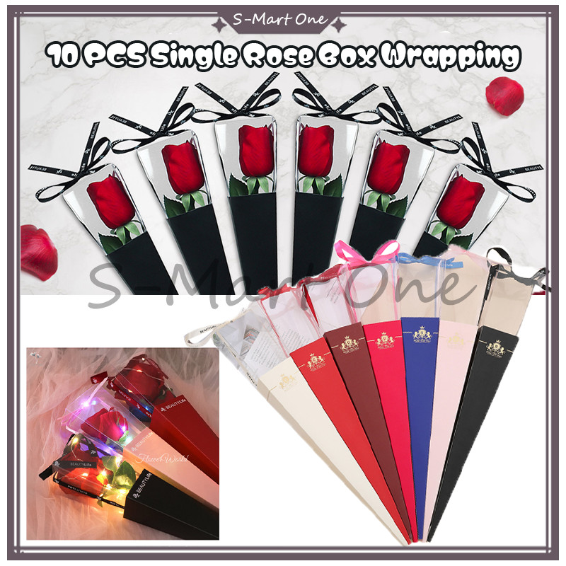 

SM Single rose box / plastik bunga satuan / kertas bunga / barang florist / box bunga satuan