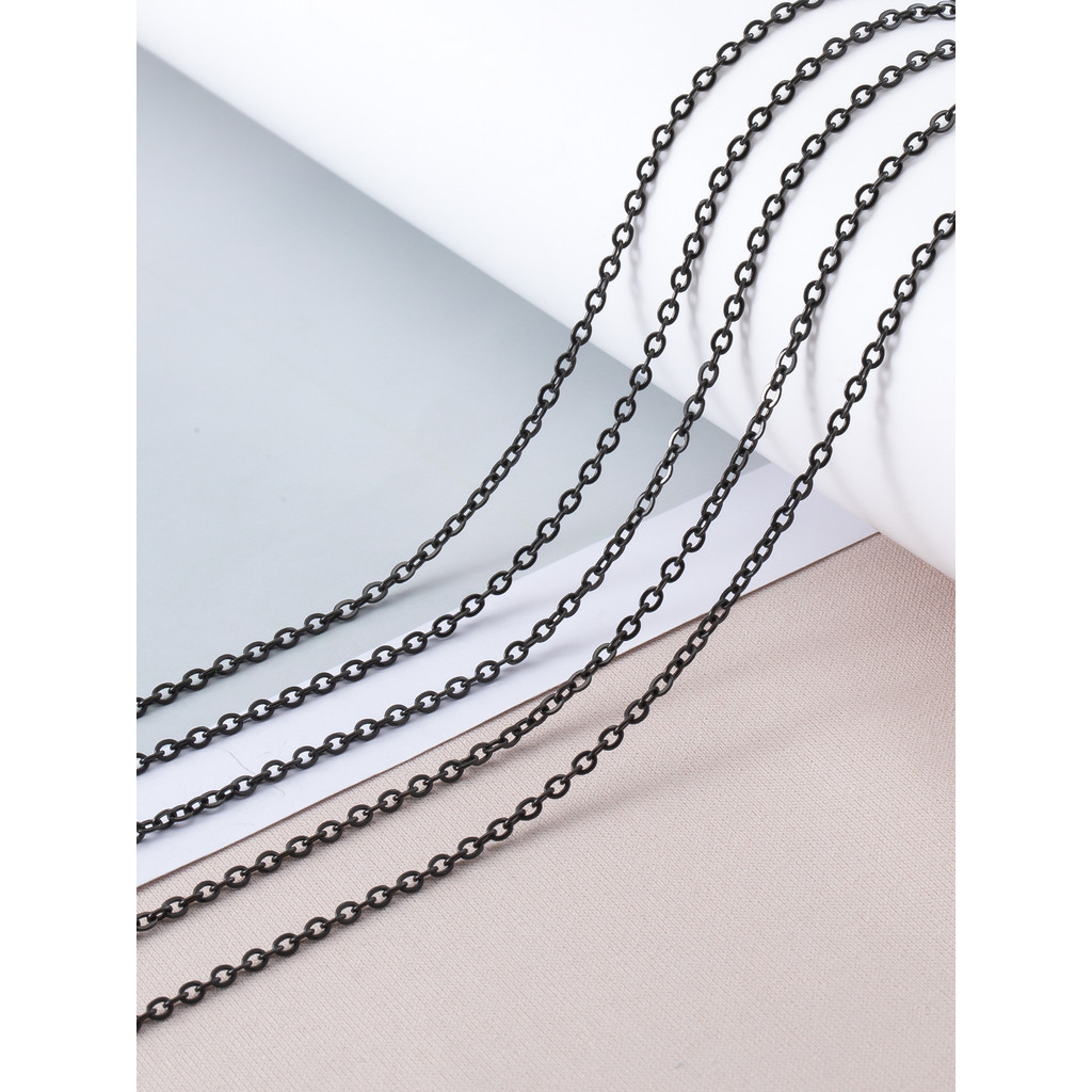 

2Meters Stainless Steel Black Chain Flat Cross O Shape Jewelry Chains for DIY Jewelry Making Necklace Bracelet Basic Accessories