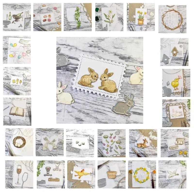 

Balloons Rooster Egg Spring Flower Chicken Leaf Bunnies Metal Cutting Die Silicone Stamps Scrapbook Stencil Photo Album Card DlY