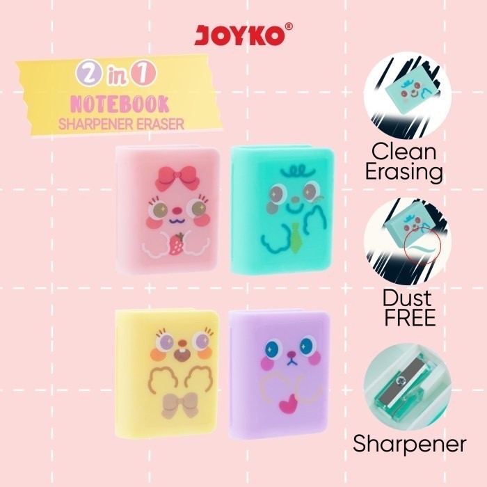 

Penghapus Joyko ER-131 Notebook Sharpener Eraser 2 in 1 Rautan Hapusan Pengserut Serutan