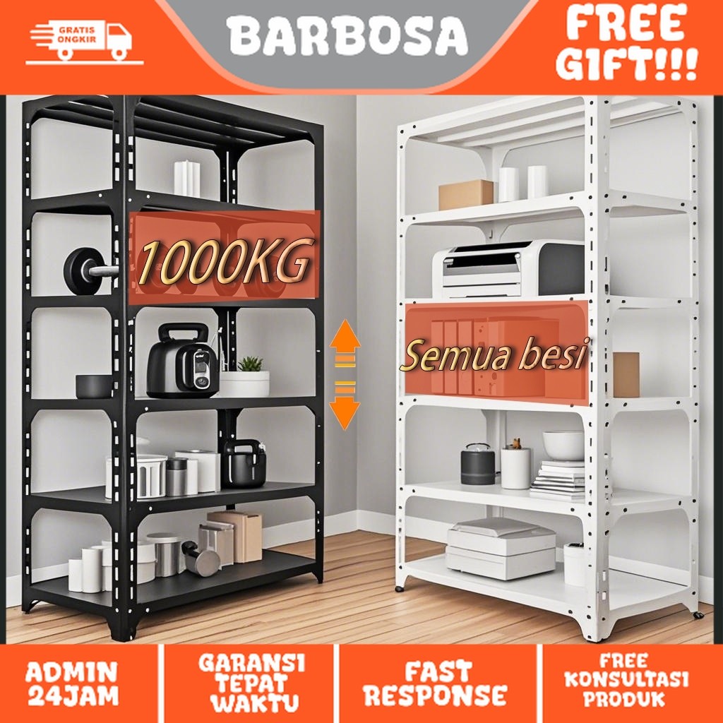 Rak Susun Rak Besi Siku 5 Susun Rak Gudang Rak Besi Siku Lubang Rak Serbaguna 40*120*200