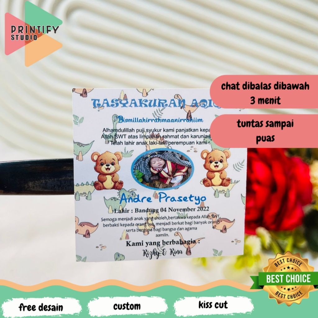

Printify 5-8 Sticker Sykuran Tasyakuran Aqiqah Bayi Stiker Acara Aqiqah Anak Bentuk Kotak Uk.Sedang