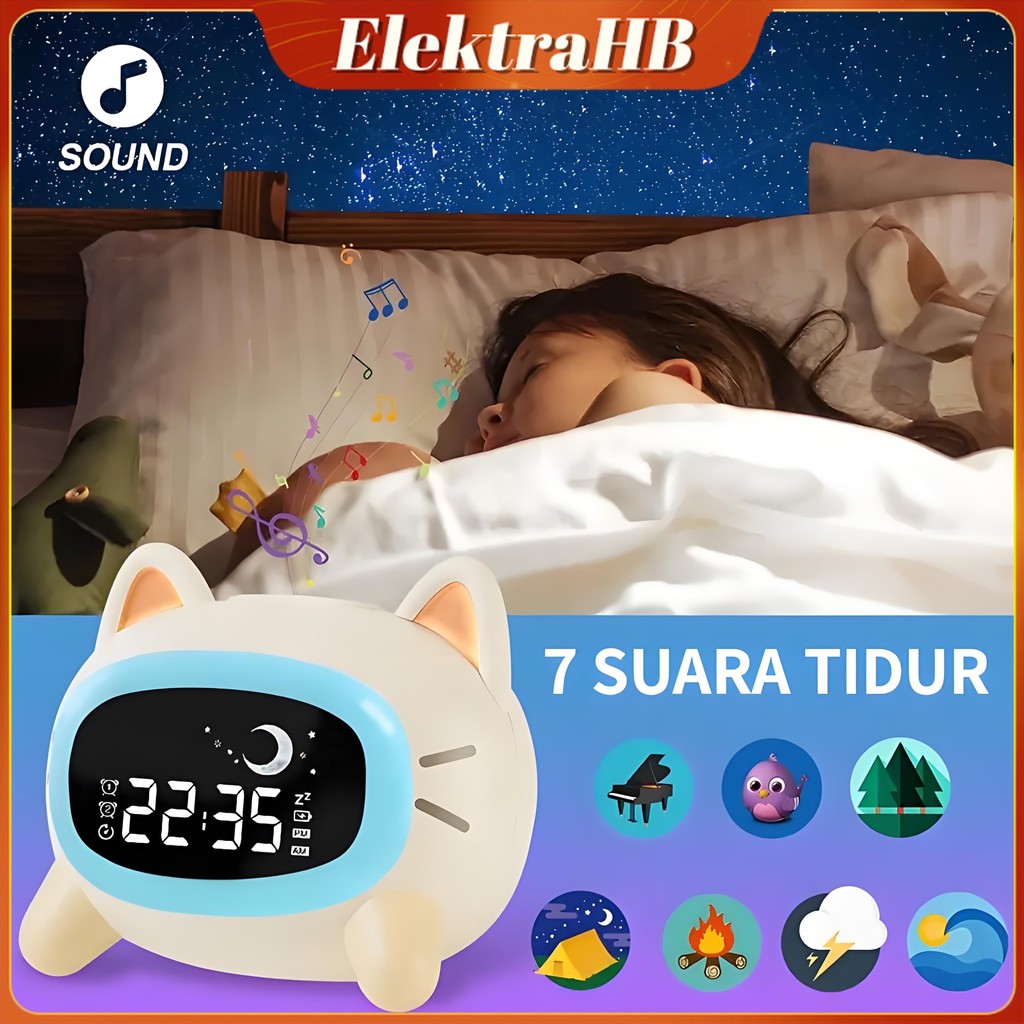 Lampu Jam Lampu jam alarm Jam Alarm Anak Jam Alarm Kucing dengan Tidur Lampu