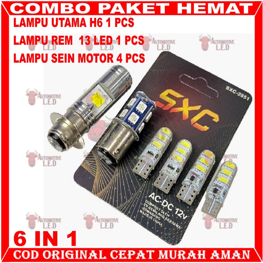PROMO PAKET LAMPU MOTOR LED H6 BOHLAM STOP PLUS SEN MOTOR | LAMPU UTAMA MOTOR H6 LAMPU REM MOTOR LAM