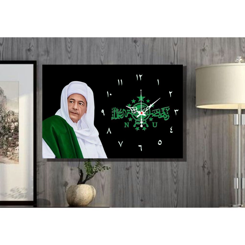 Jam Dinding custom Logo foto Ulama habib lutfi NU
