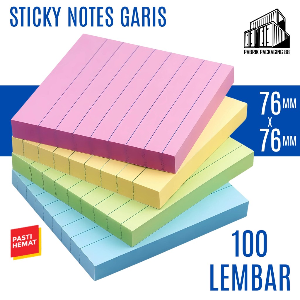 

Sticky Notes Memo 76x76 Garis Penanda Pengingat Kertas Buku Tempel 100 Lembar Perlengkapan Kantor Sekolah ATK Note Pad