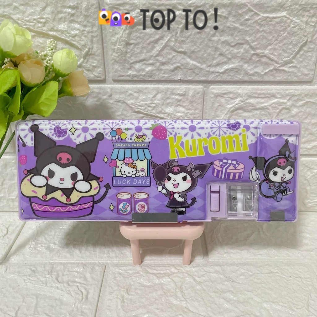 

Pensil Box Magnet 2 Sisi / Kotak Pensil Panjang + Serutan Karakter Lucu / Tempat Pensil Case Sanrio Kuromi Tanpa Isi