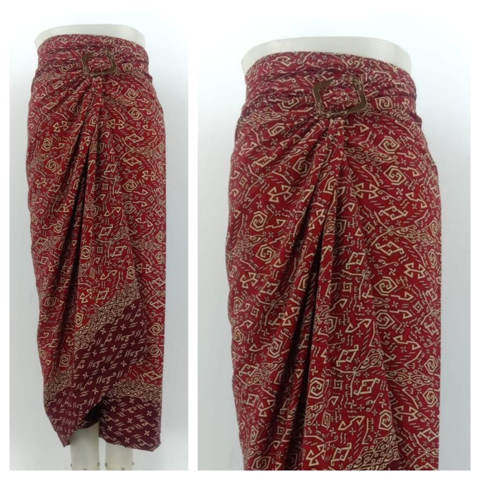 "SKY.LD" -  TERLARIS rok lilit batik bawahan kebaya merah maroon pink - merah 1